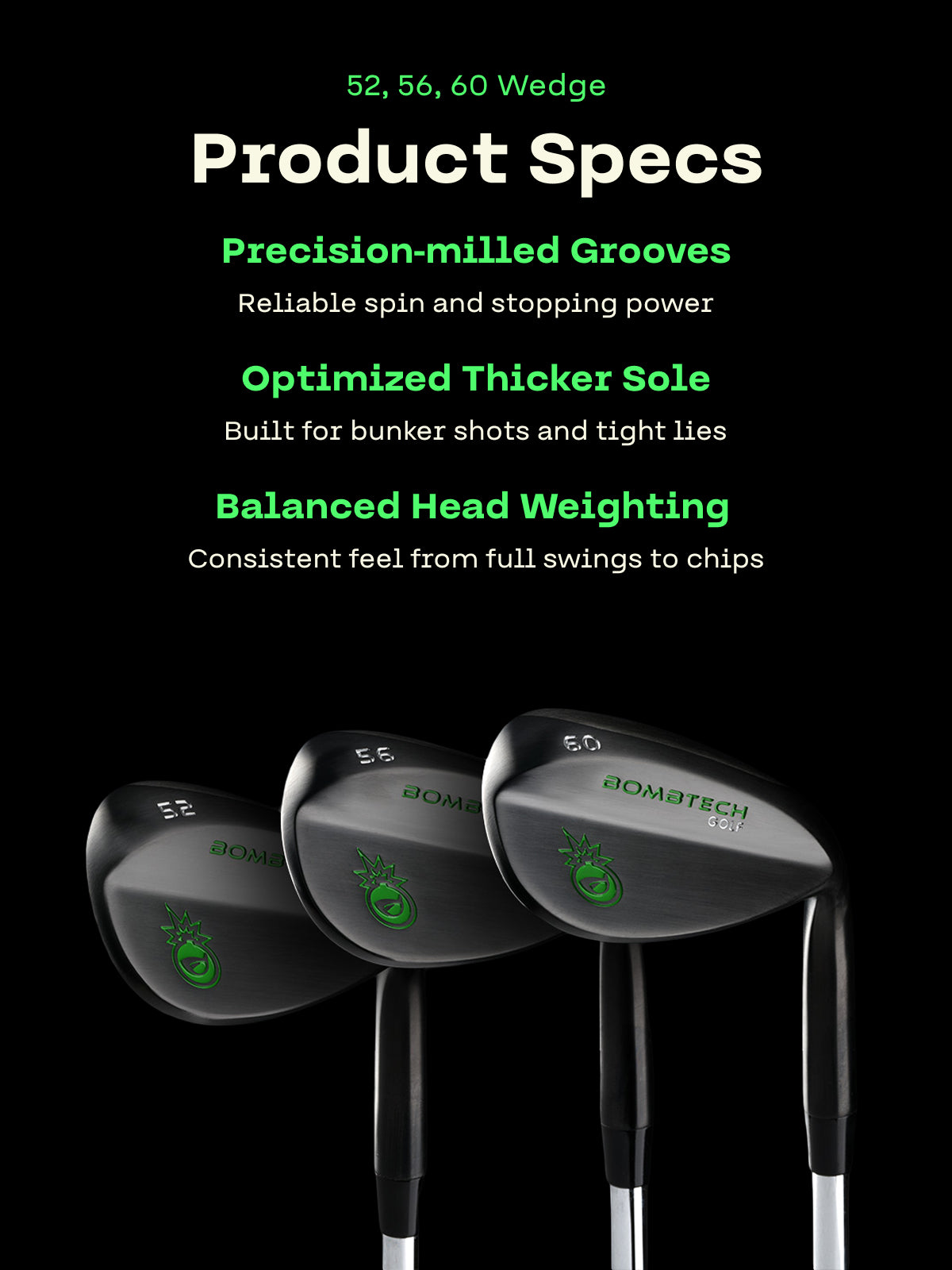 Pre-Owned Black BombTech 72 Degree Wedge – BombTech Golf