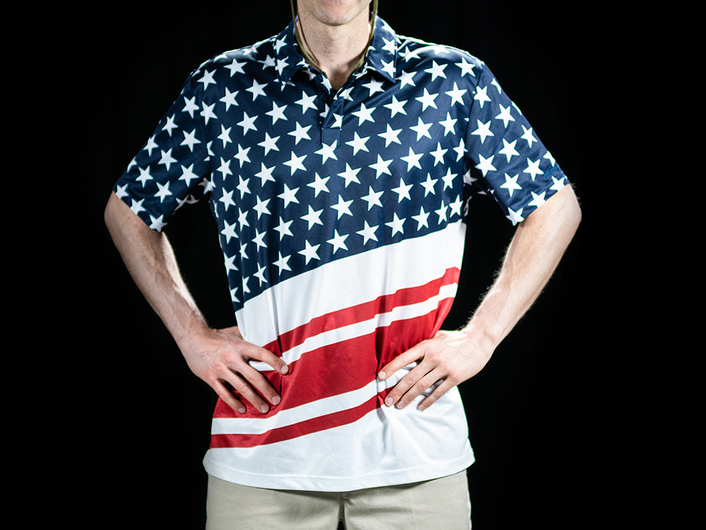 BombTech Golf American Flag Polo Shirt